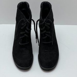 ❤️DKNY❤️ Black Leather Suede Shoes Size 7.5 Heels Donna Karan New York 3" Heel